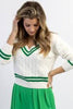 VICTORIA V-Neck 100% Cotton Cable Knit Leisure Ribbed Sweater