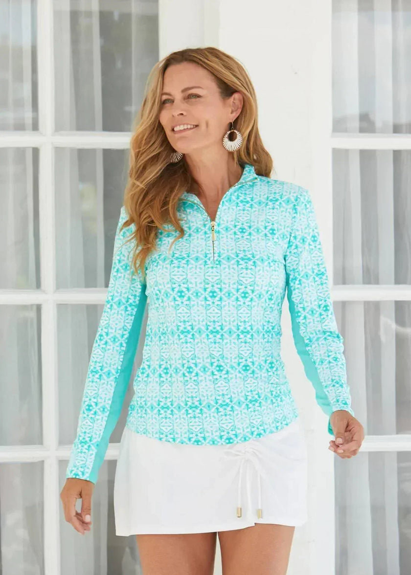 CABANA LIFE Sunshine Shores Sport Zip Polo