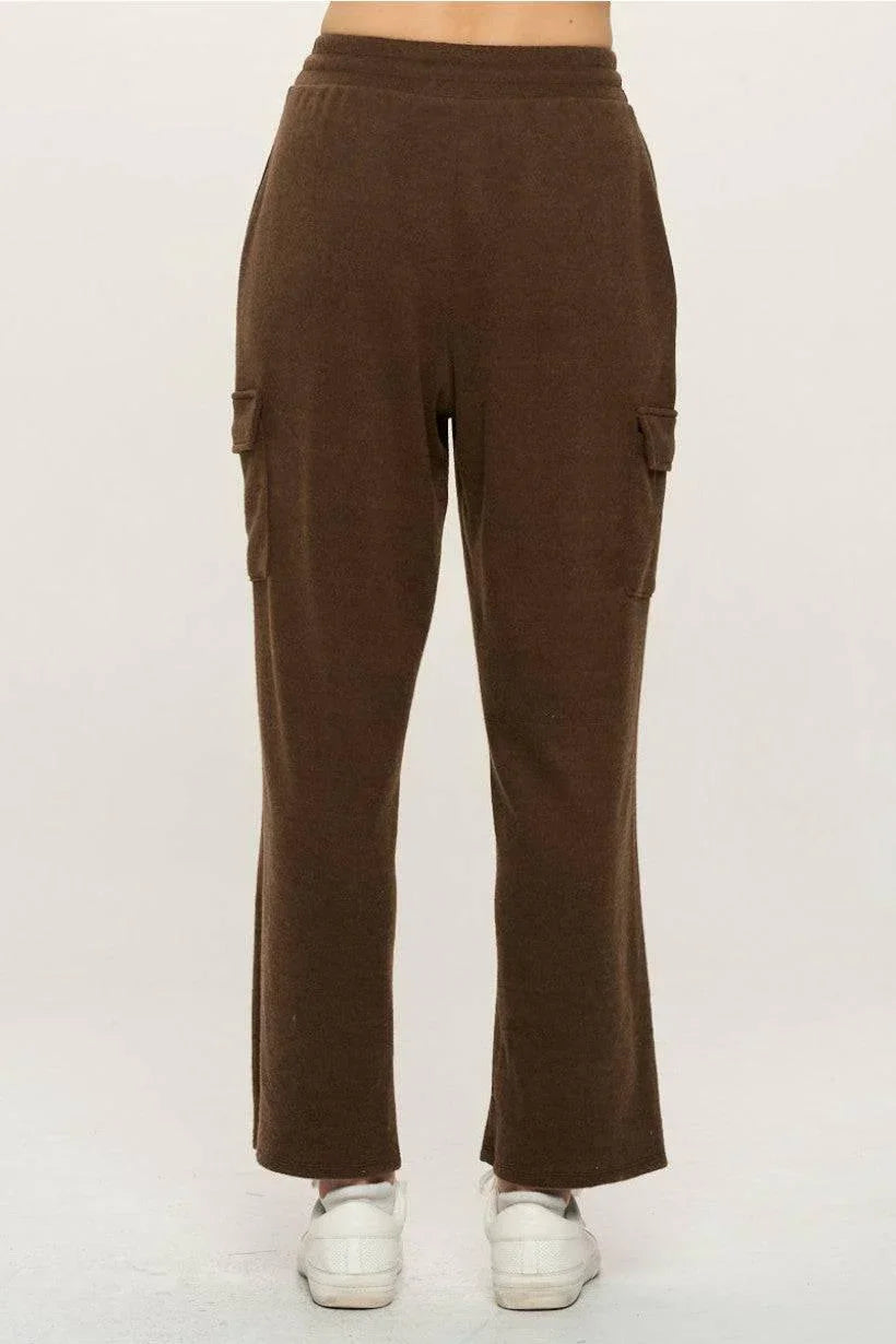 Snuggly Teddy Brown Crop Top Knit Drawstring Hoodie