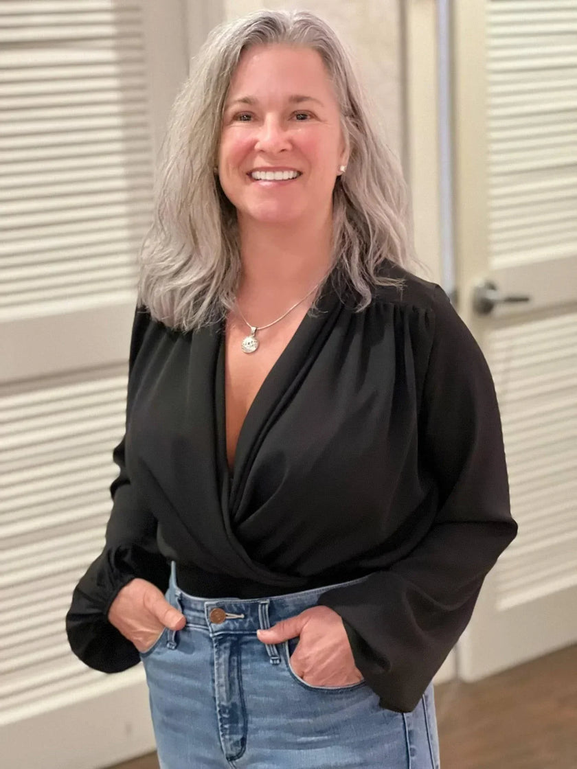 The Chantel Chiffon SNAP BOTTTOM BODYSUIT