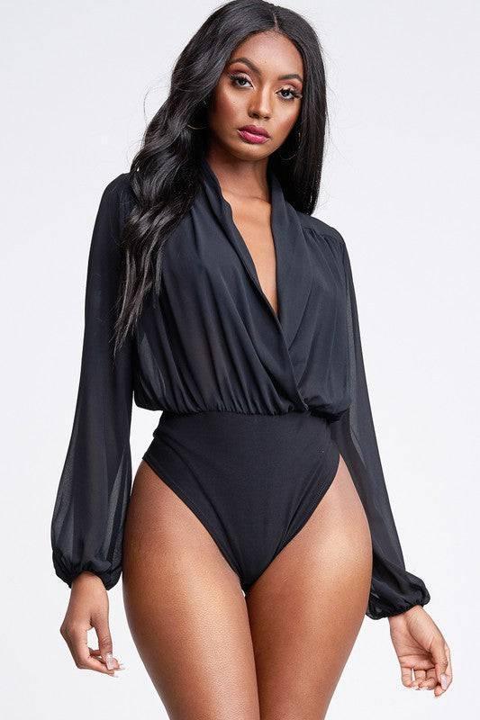 The Chantel Chiffon SNAP BOTTTOM BODYSUIT