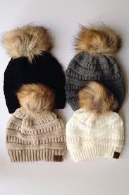 CC POM POM KNIT BEANIE HAT