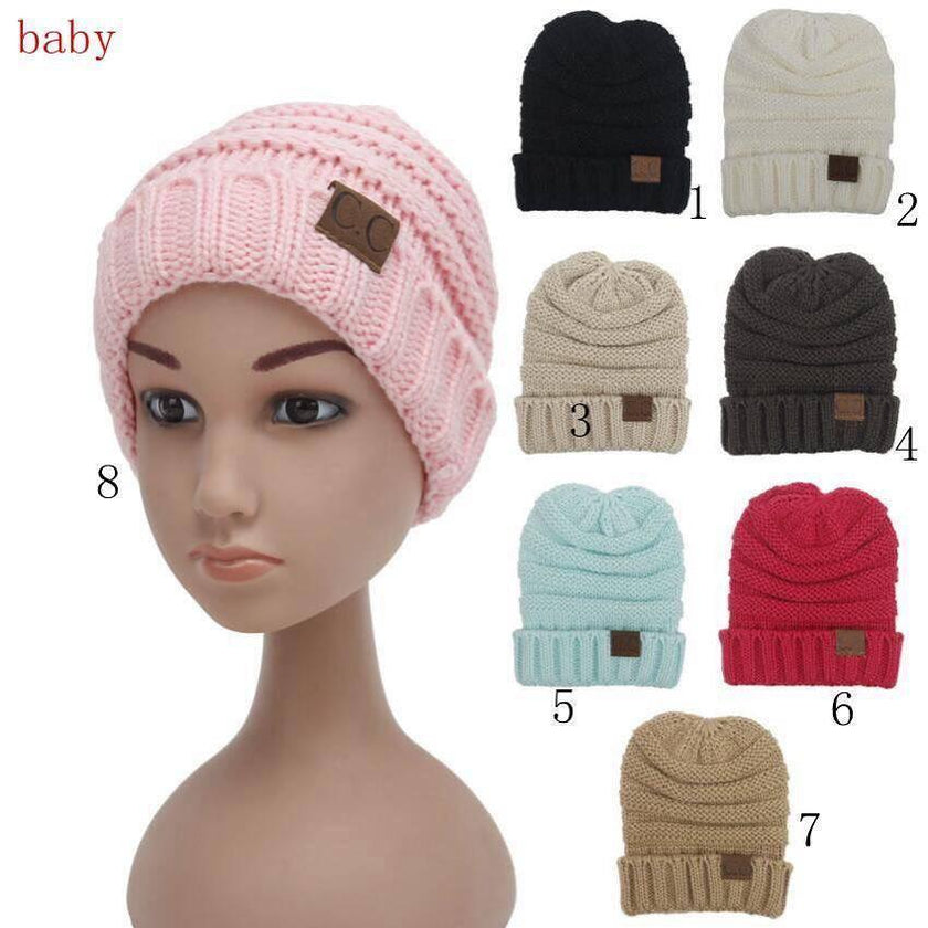 CC MATCHING KNIT RIBBED SLOUCHY HATS