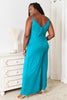 Double Take Full Size Soft Rayon Spaghetti Strap Tied Wide Leg Jumpsuit