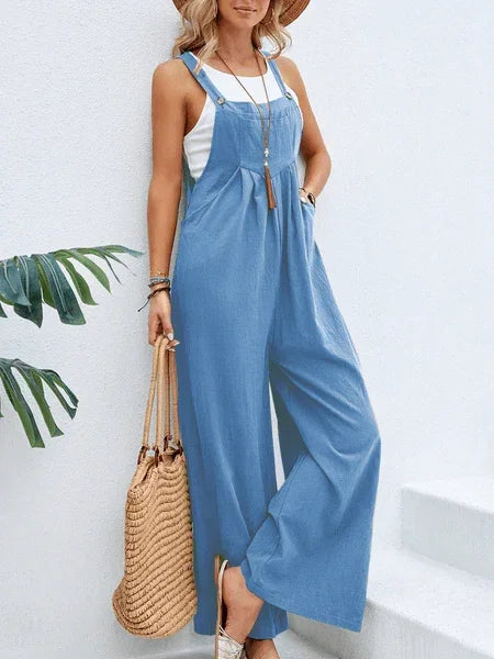 Clara Cotton Linen Casual Overalls