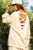 POL Back Cross Strap Detail Balloon Sleeve Sweatshirt - Cape Cod Fashionista