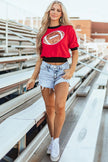 Sequin Football Round Neck Short Sleeve Top - Cape Cod Fashionista