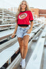 Sequin Football Round Neck Short Sleeve Top - Cape Cod Fashionista