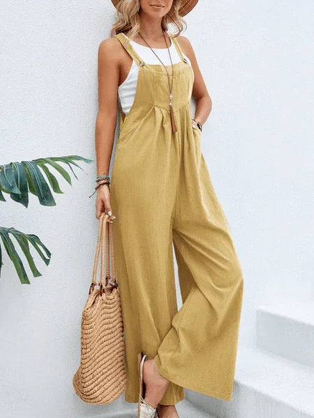 Clara Cotton Linen Casual Overalls