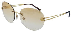 Authentic Chanel Rimless Designer Gold Round Sunglasses