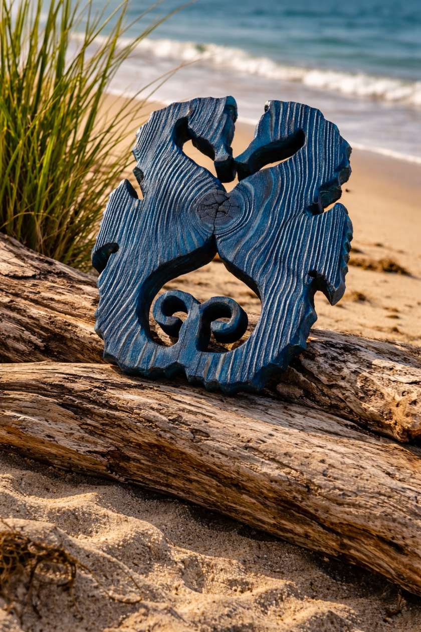 Coastal Seahorse Wall Decor… Kissing Seahorses Wood Sculpture Nautical Beach House Art Gift