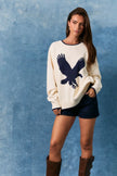 women coastal white navy sweater summer layering outfit