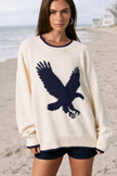 Women’s Cotton Eagle Crew Neck Sweater – Coastal Knit