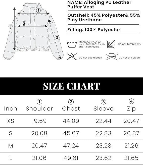 Women's Faux Leather Crop Puffer Jacket