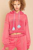 women flamingo coral tassel hoodie matching jogger set weekend outfit