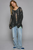 POL Distressed Dropped Shoulder Long Sleeve Knit Top - Cape Cod Fashionista