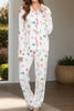 Printed Collared Neck Long Sleeve Top and Pants Lounge Set - Cape Cod Fashionista