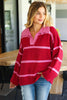 Haptics Collared Neck Striped Contrast Sweater - Cape Cod Fashionista