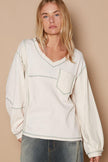 POL V-Neck knit Panel Exposed Seam Top - Cape Cod Fashionista