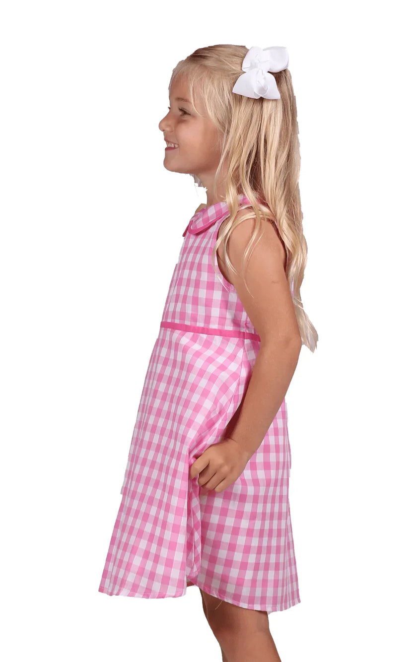 DUFFIELD LANE - GIRLS JUNE DRESS IN PINK GINGHAM
