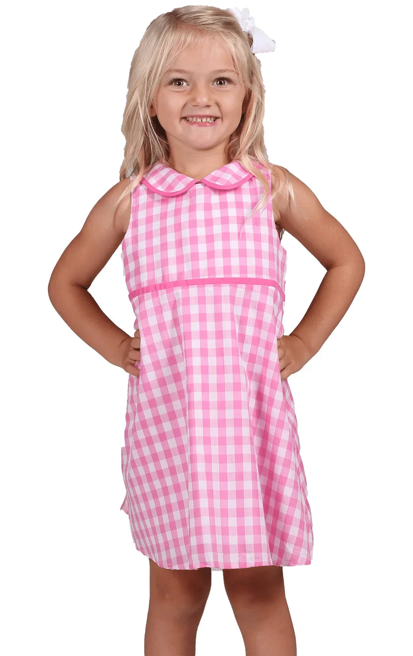 DUFFIELD LANE - GIRLS JUNE DRESS IN PINK GINGHAM