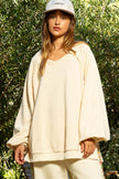 POL Back Cross Strap Detail Balloon Sleeve Sweatshirt - Cape Cod Fashionista