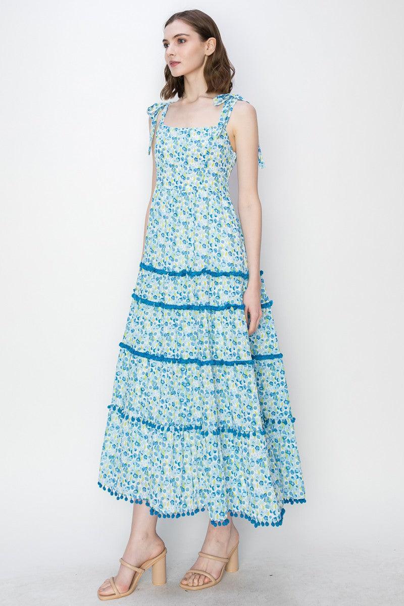 Skye's Floral Print Tiered Midi Dress