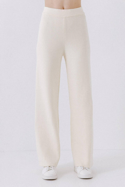 ENGLISH FACTORY Aspen Ivory Polo Collar Knit Cashmere Feel Knit Pant 