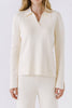 ENGLISH FACTORY Aspen Ivory Polo Collar Knit Cashmere Feel Knit Pant Set