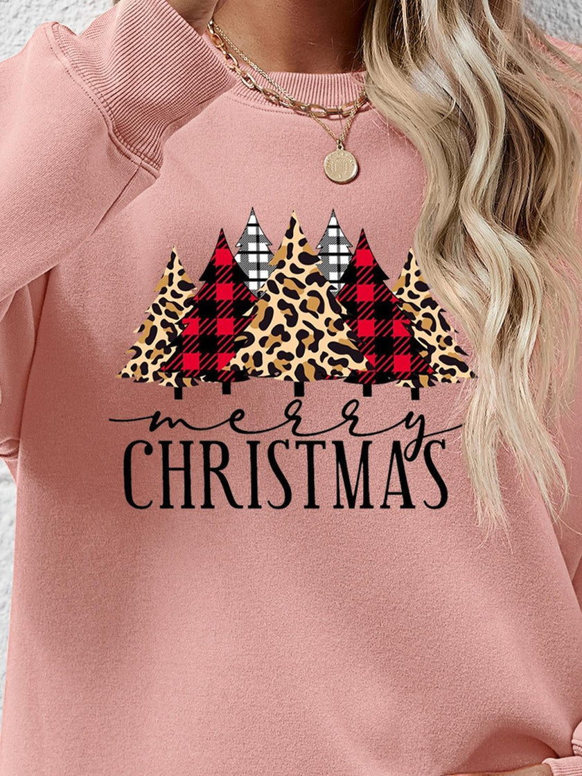MERRY CHRISTMAS Round Neck Long Sleeve Sweatshirt - Cape Cod Fashionista