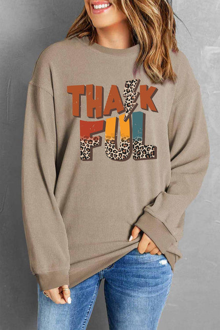 Letter Graphic Round Neck Long Sleeve Sweatshirt - Cape Cod Fashionista