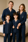 Matching Family Pajamas | Cotton Navy Button-Down 2-Piece Unisex