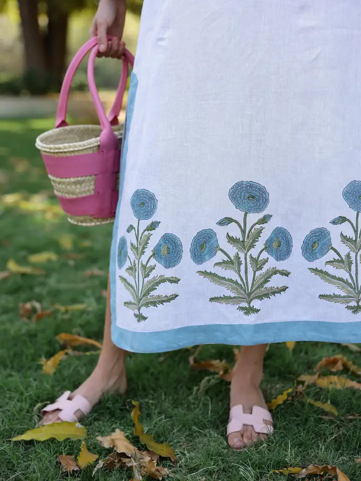 Hampton Kaftan 100% Linen Maxi — Flower