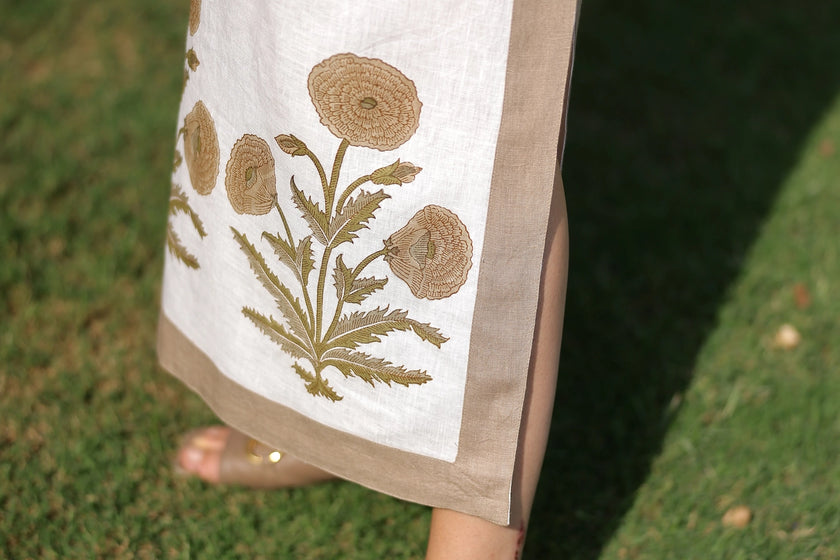 Hampton Kaftan 100% Linen Maxi — Flower