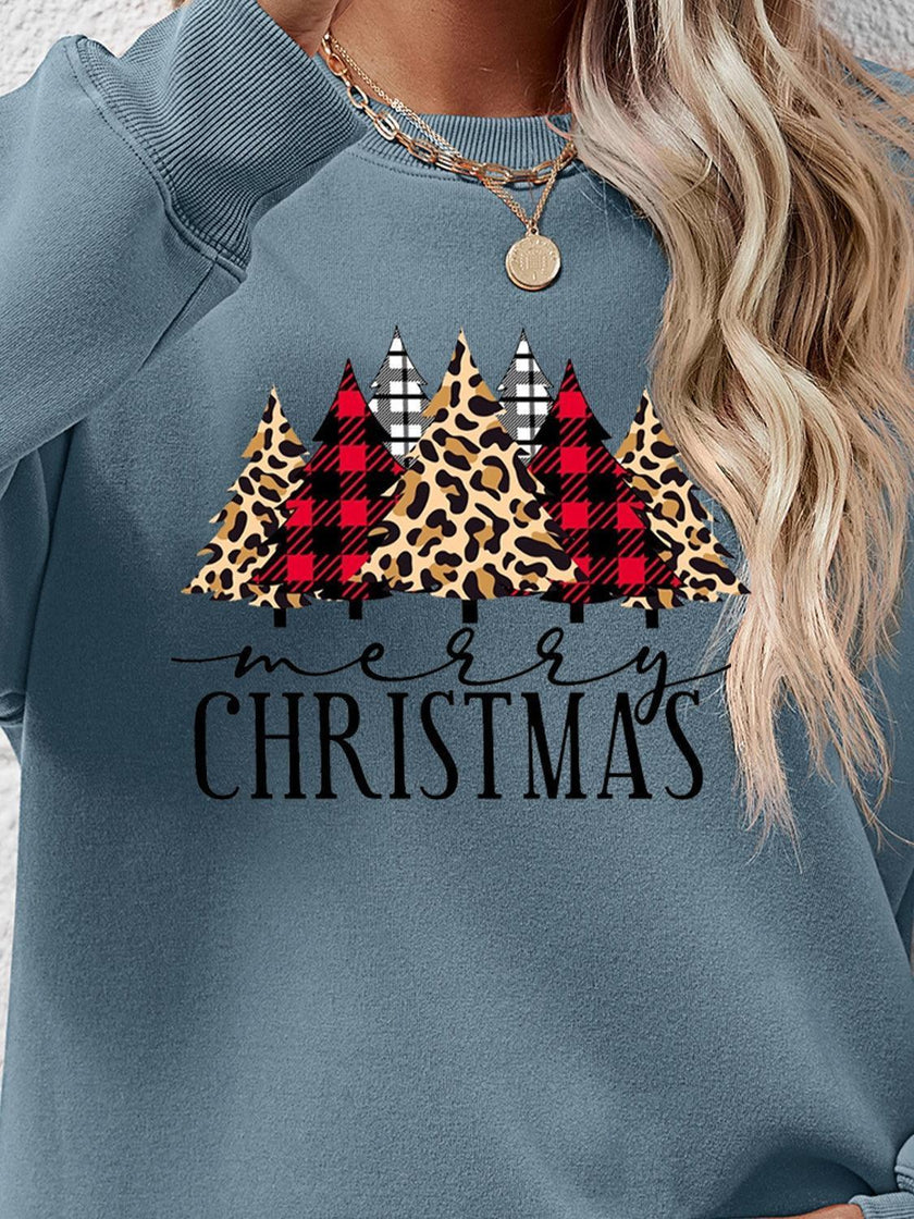 MERRY CHRISTMAS Round Neck Long Sleeve Sweatshirt - Cape Cod Fashionista