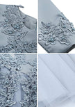 Girls Gray Tulle Party Dress Beaded Bodice Flower Girl Dress Long Sleeve