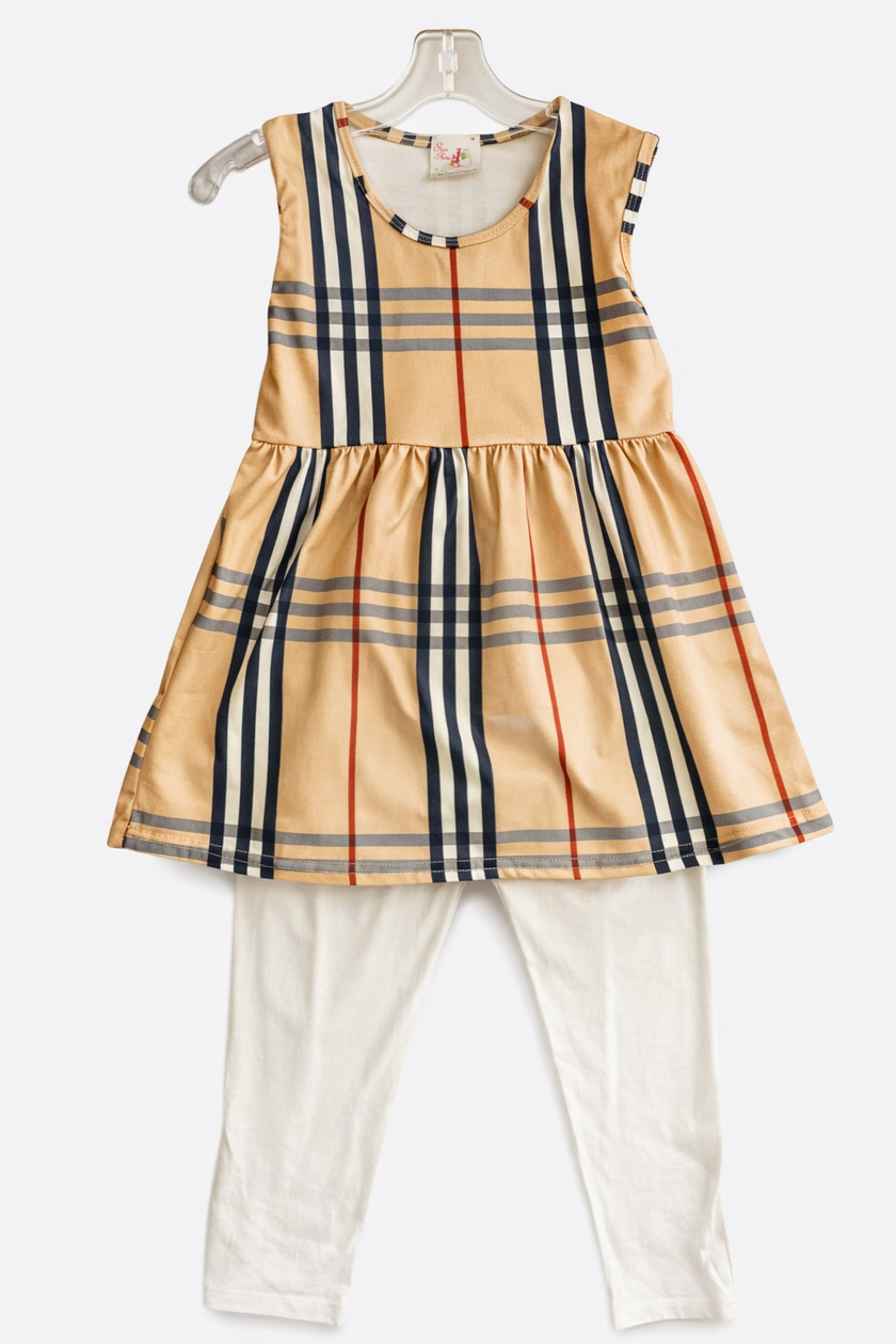 girls cotton plaid outfit with white leggings mommy and me style