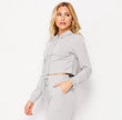 women gray hoodie jogger set athleisure outfit