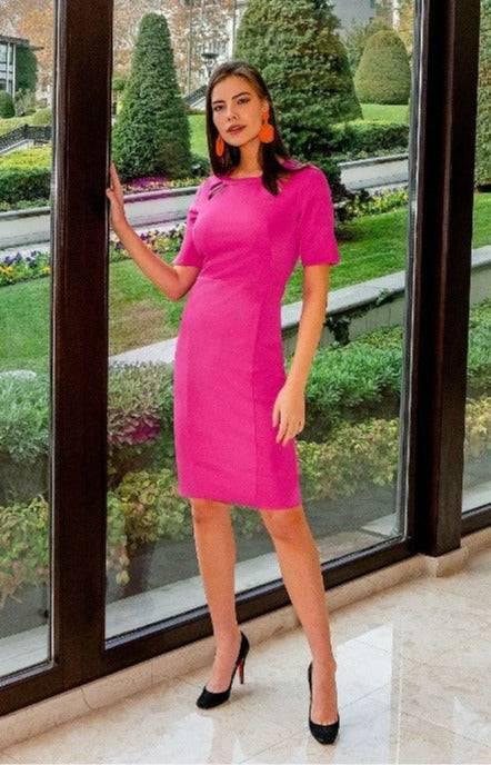 GRETCHEN SCOTT Jersey Pink Peek-a-Boo Dress