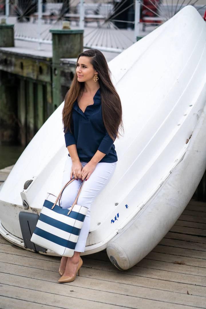 Gretchen Scott Ruff Neck Solid Jersey Top