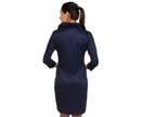 Gretchen Scott Jersey Navy Blue Ruffle 3/4 Sleeve Dress