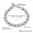 Heart Charm Beaded Bracelet Stainless Steel Silver Gold Plated Waterproof