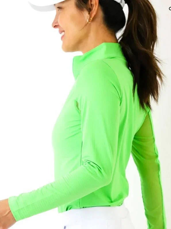 IBKUL Women's Zip with Adjustable Drawstring Lime Polo