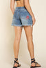 POL FLOWER POWER BOHO Embroidered Raw Edge Denim shorts