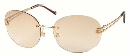 Authentic Chanel Rimless Designer Gold Round Sunglasses