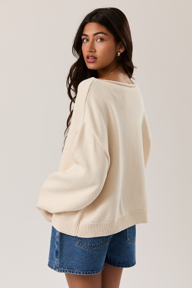 Women’s Coastal Cotton Sailboat Boat Neck Sweater