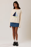 Women’s Coastal Cotton Sailboat Boat Neck Sweater