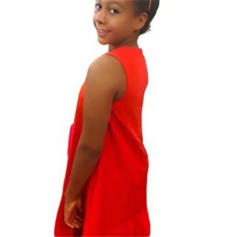 JUSBE TWEEN GIRLS PLEATED HEMLINE SLEEVELESS RED DRESS
