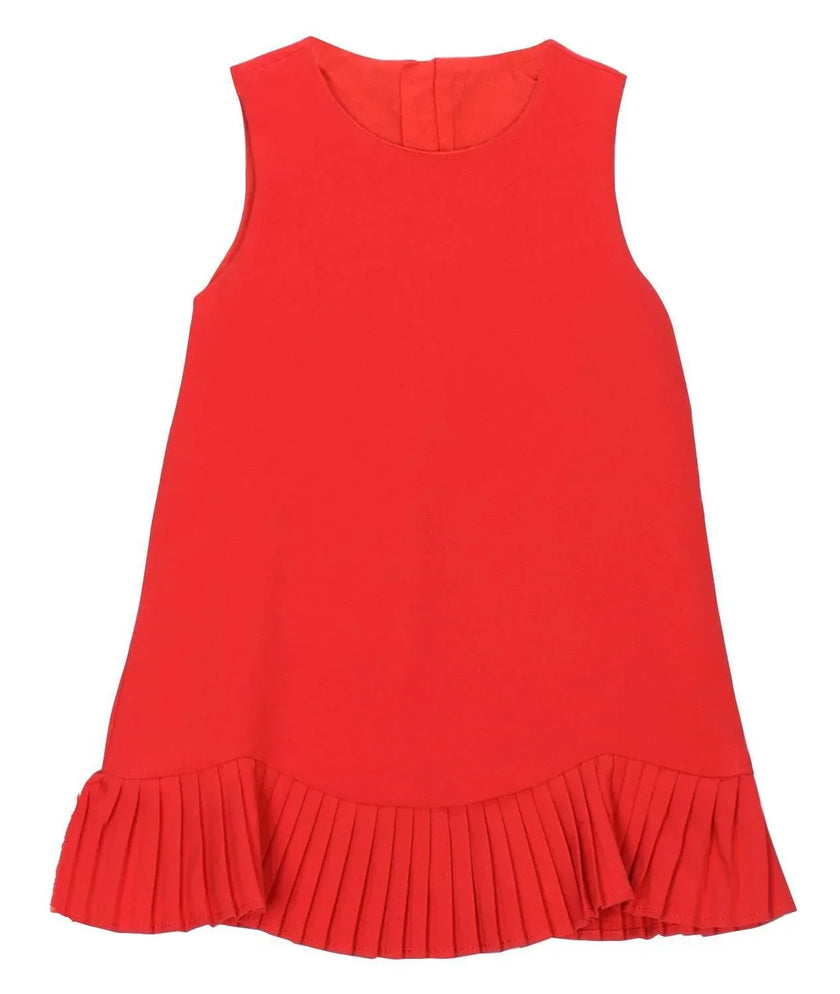 JUSBE- Tween Girls Pleated Hemline Sleeveless Red Dress 10 / Red JUSBE- Tween Girls Pleated Hemline Sleeveless Red Dress 10 / Red