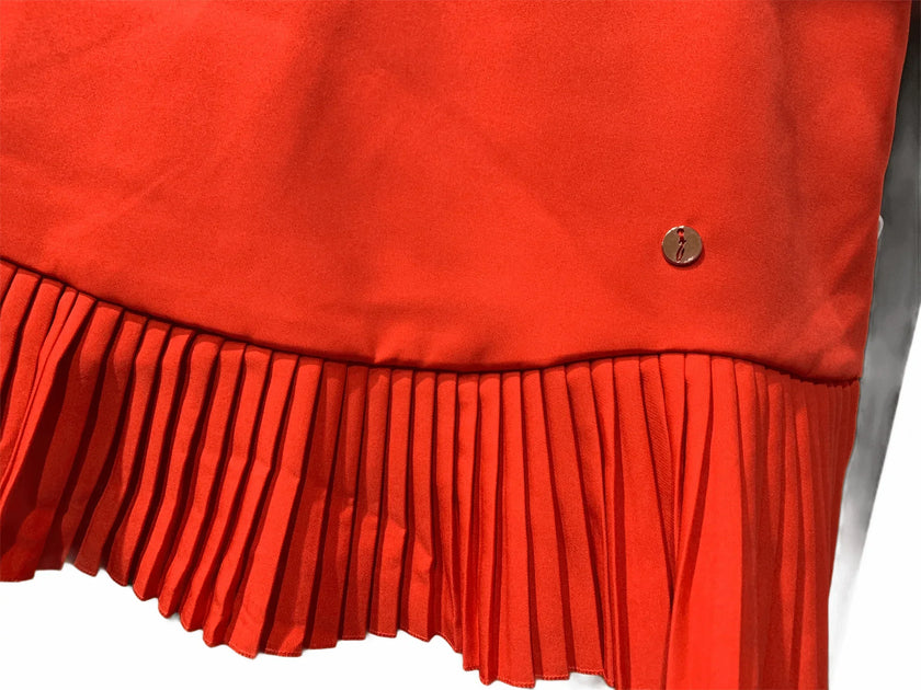 JUSBE TWEEN GIRLS PLEATED HEMLINE SLEEVELESS RED DRESS